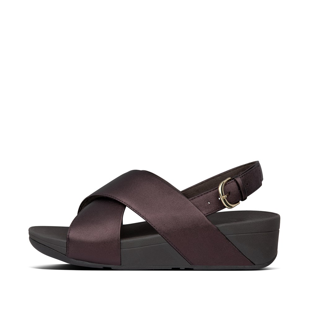 Fitflop Womens Sandals Dark Brown - Lulu Metallic Leather - 07XHQRGWM